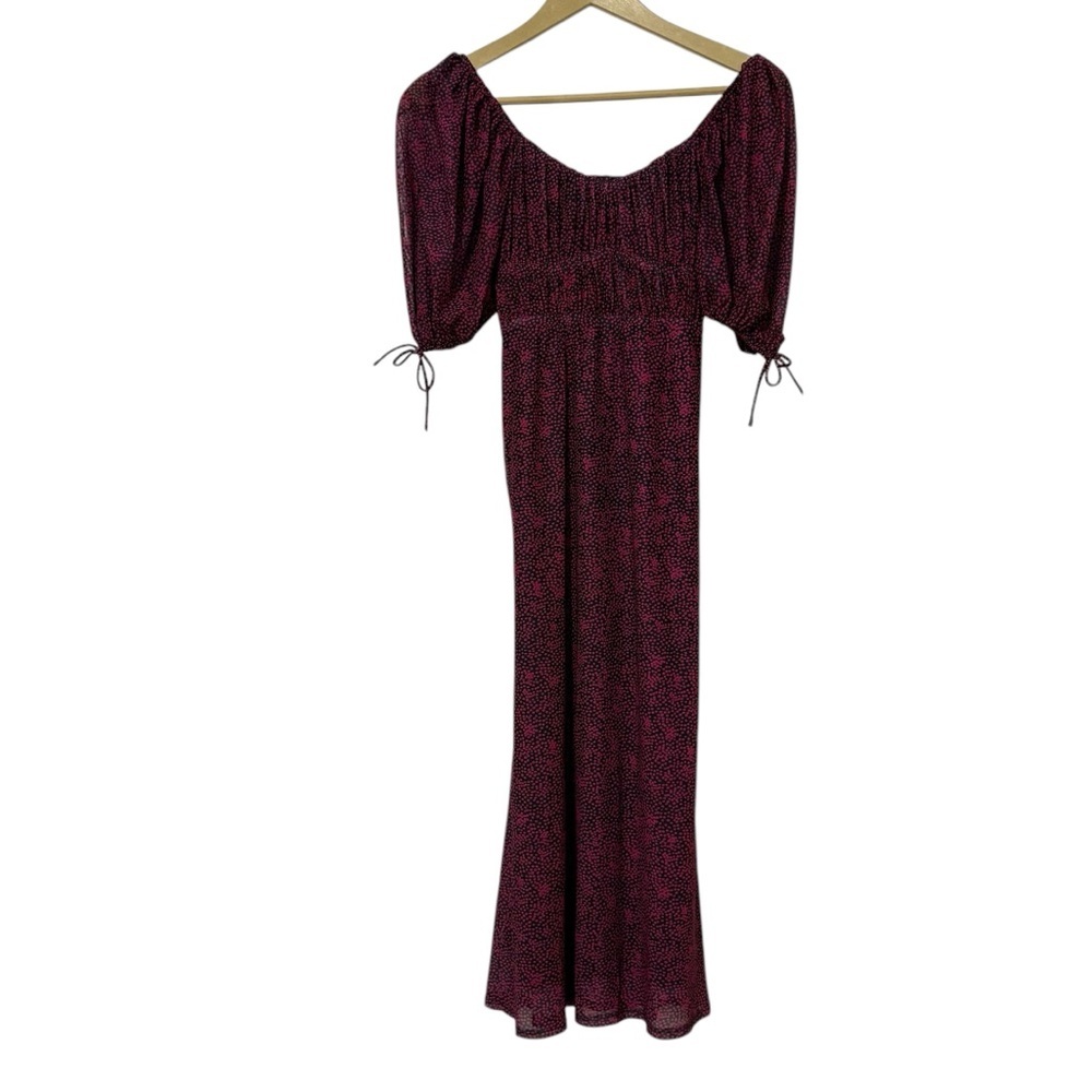 4SI3NNA Milkmaid Black Pink Dotted Puff Sleeve Dress XS Dark Feminine Grunge